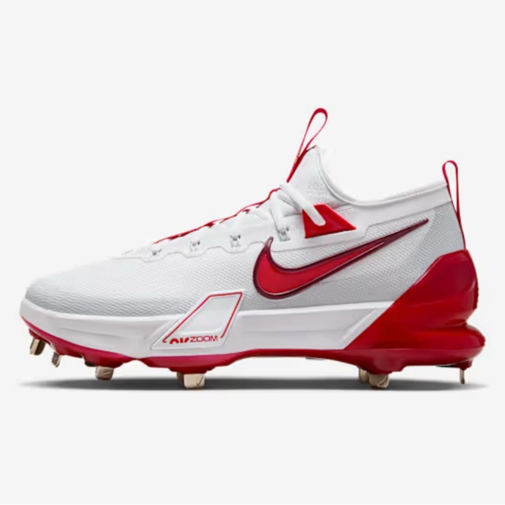 New Nike Air Zoom Baseball Spikes in White and Crimson FB29006-101 Size 14